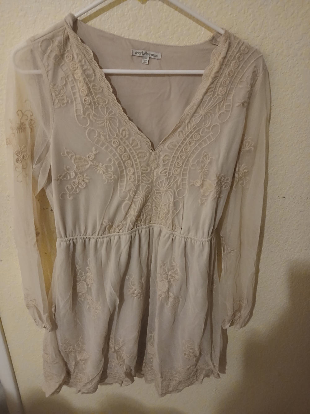 Charlotte Russe Light Cream Top with Branded Neck Label